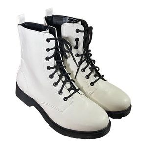 Time & TRU Lug combat boots White, Lace & Zip Up Women's Size 9W